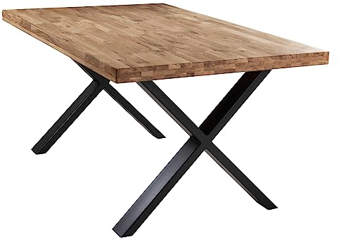 Möbel Jack Esstisch Küchentisch Esszimmertisch | 160x100 cm | Eiche massiv | Braun | Schwarz