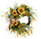 QYLJZB 21.7Inch Artificial Sunflower Wreath with Bowknot, Hanging Front Door Garland Summer Wreaths Grapevine Wreath for Wedding Party Indoor Outdoor Home Decor, Yellow