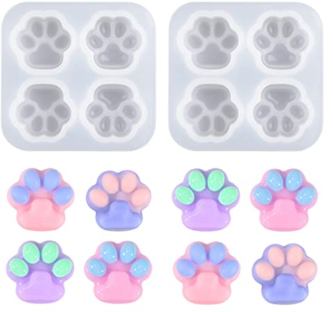 Nifocc 2 Stück Katzenpfoten Epoxidharz Formen Bärentatze Resin Mold Hund Katzenkralle Kristall Gießform Casting Form Tierform Silikonform für DIY Basteln Schmuck Schlüsselanhänger Ohrring