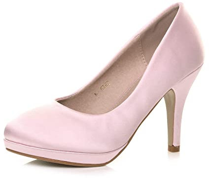 AJVANI Mid high Heel Platform Work Evening Court Shoes Pumps Size 5 38