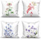 ASDCXZ Frühling Kissenbezug 40x40 cm 4er Set, Frisch Lila Blume Weiß Sofa Kissen Dekokissen Kissenbezüge Kissenhülle Waschbar Polyester Flachs Textil Outdoor Polster Kopfkissenbezug Kissen Bezug