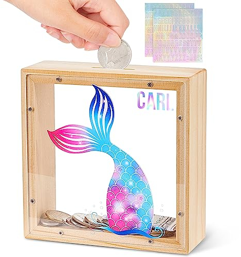 Beinou Spardose Kinder Sparschwein Mädchen Einhorn Sparbüchse Acryl- Sparkasse Piggy Bank Kinderspardose Taufgeschenke Jungen mit Personalisierten Buchstaben