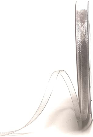 s.dekoda Schleifenband 50m x 6mm Grau Organza Chiffon Geschenkband Organzaband [1350-127]