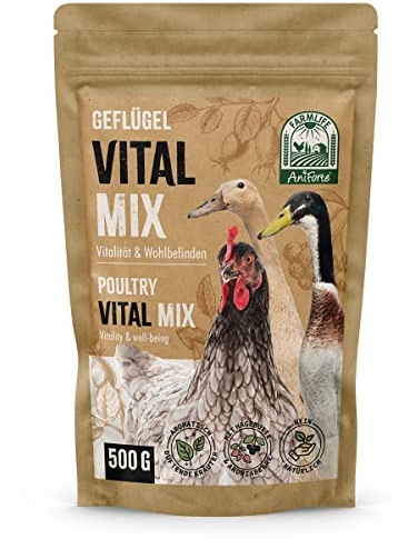 FarmLife Vital Mix pour volaille 500 g – Produit naturel pour nourrir les poulets, cailles, oies et canards, mélange vital, vitamines pour poules – par AniForte