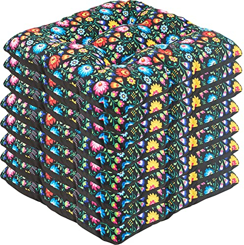 SuperKissen24. Stuhlkissen Sitzkissen für stühle - 8er Set 45x45 cm - Outdoor und Indoor - Folk