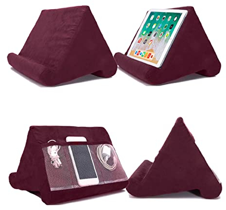 Yuehuamech Tablet Kissen Ständer, Multi- Winkel Lap- montierte Soft Stand Handy Ständer für Tablet, Buch und E- Reader, Zeitschriften, Smartphones, Universal Lazy Halter mit großen Mesh Taschen
