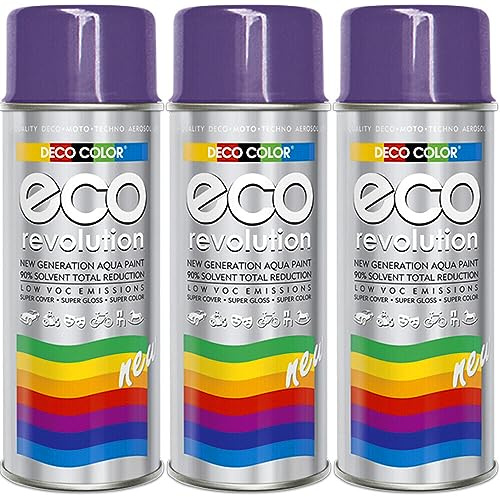 Fahrzeugteile Hoffmann 3er Sparpack Deco Color ECO Lackspray glänzend oder matt 400ml nach RAL (3 Dosen ECO RAL 4005 Violett Glanz)