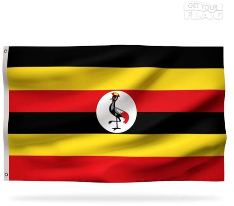 Premium Uganda-Flagge 150 x 90 cm – langlebige und hochwertige ugandische Flagge mit 2 Metallösen