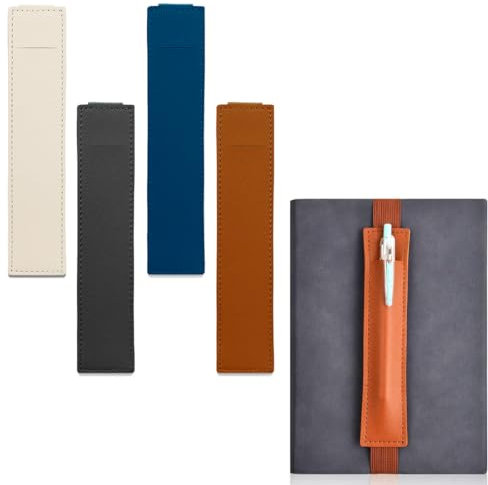 FDCGAS Porte Stylo de Journal - 4 pcs Étui à Stylo élastique Porte-Stylo en Cuir PU Étui Clips en Cuir pour Stylo élastiqu Étui Porte-Stylo,Étui à Stylo élastique pour Les Agendas, Carnets