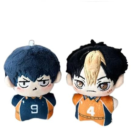Xinchangda Haikyuu Anime Schlüsselanhänger 2 Stück Yu Nishinoya / Tobio Kageyama / Akutagawa Liunosukei / Hinata Shoyo Plüsch Schlüsselanhänger Anhänger für Rucksack hängende Ornamente