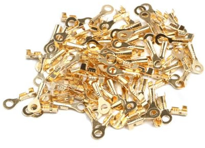 tooloflife 3,2 mm, 100 pezzi isolati in ottone e rame, M3-M6, cilindro aperto, pressato a freddo, connettori a crimpatura per filo, set di capicorda