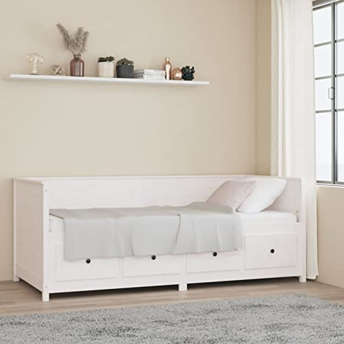 Chaduof Tagesbett Weiß 80x200 cm Massivholz Kiefer, Schlafsofa, Daybed, Bettsofa, Sofa Bed, Sofabett, Schlafcouch, Jugendbett, Bettgestell, Bettcouch - 820907