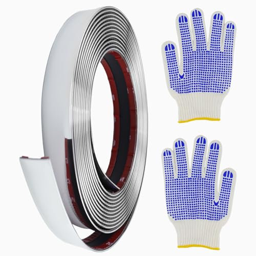 Modanatura Adesiva Parete 5m Striscia Adesiva Cromata Finitura a Specchio Metallizzata Acciaio Inossidabile Argento Decorative per Pareti Porte Mobili Auto (25mm)