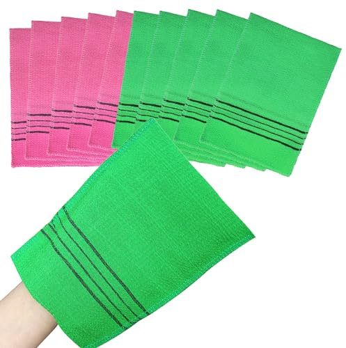 10 Piezas Guante Exfoliante Coreano, Manopla Exfoliante Reutilizables, Seco y Mojado, Elimina las Células Muertas de la Piel, Scrub Mitt para el Cuerpo y Cara