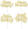 KOSTOO 20Pcs Happy Birthday Cake Toppers, Glitter Birthday Cake Topper Cupcake Topper Cake Decorations Supplies, Single Sided Glitter with Environmentally Friendly Paper Stick (Gold)