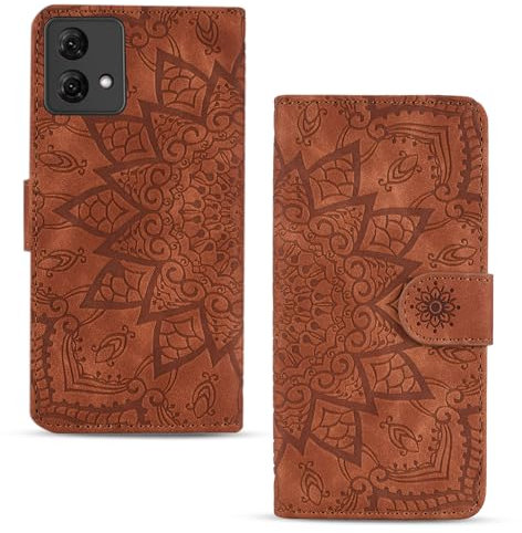 Vkooer Coque pour Motorola Moto G84 5G Premium Cuir PU étui Portefeuille à Rabat Housse avec Porte Cartes Fermeture Magnétique Etui de Protection pour Moto G84, Brun