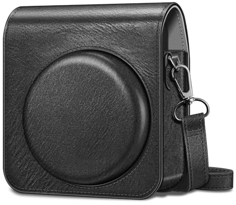 FINTIE Tasche für Fujifilm Instax Mini 99 Sofortbildkamera - Premium Kunstleder Schutzhülle Reise Kameratasche Hülle Abdeckung mit abnehmbaren Einstellbar Riemen, Schwarz
