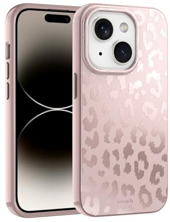 SCORPIFY for iPhone 15 Case [Compatible with MagSafe] with Matte Nude Leopard Cheetah Print Design, Cute Magnetic Phone Cover for Women Girls, Beige Neutral Aesthetic, Cream Slim Shockproof Bumper