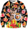 ALISISTER 3D Hässliche Weihnachtspullover Pizza Katze Print Ugly Christmas Sweater Langarm Party Xmas Pullover Jumper Sweatshirt für Familienpaare M