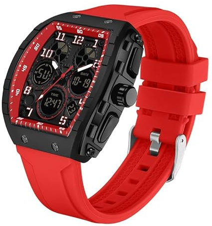 Herren Armbanduhr mit LED-Leuchtdisplay, Wasserdichte Militär Sportuhr mit Analogen Zeigern und Digitalen Zahlen