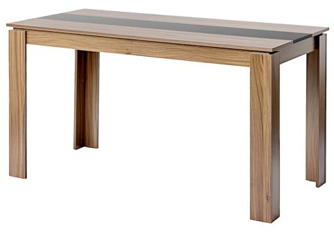 FURNITABLE Mesa de comedor, mesa de comedor de madera para cocina, mesa grande para 6, 140 x 70 x 75 cm, nogal y negro