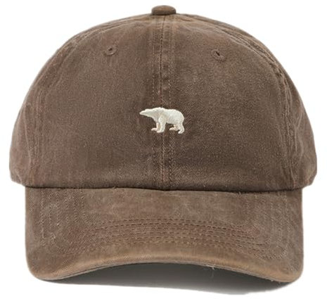 LANLYLGQ Baseball Cap Snapback Baseballkappe Unisex Herren Damen Vintage Stickerei UV Schutz Docker Cap Sonnenhut (Baumwolle, Bär-Braun)