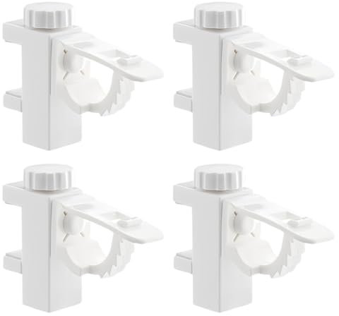 NOPKESV 4 pièces De Pince Porte-Rideaux,Barre Transversale Réglable,Tringle à Rideaux en Plastique,Tringle Rideaux Sans Percage,Attache Rideau Sans Percage,Supports Pour Tringles à Rideaux