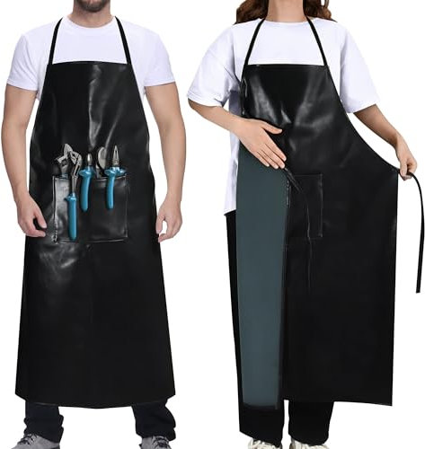 cakefly Waterproof Aprons with Pocket 40 PVC Heavy Duty Work Aprons Chemical Acid Stain Oil Resistant Apron for Men Women Black Professional Apron for Kitchen Butcher Chef Pet Shop