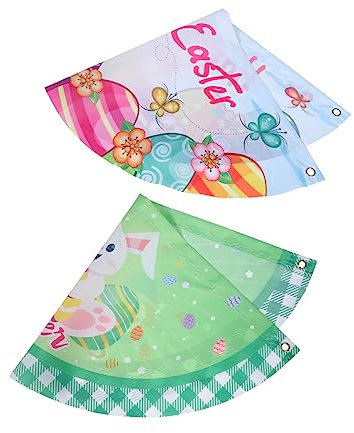 Happyyami 2 Stk -Fan-Banner Buntes Happy Birthday-Banner osterdekoration zuhause im Freien easter decoration makramee outdoor Osterzaunfahnen fröhliches osterbanner Polyester Colorful