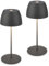 BRILONER - 2er Set Mini LED Tischlampe kabellos IP44 mit Touch, stufenlos dimmbar, Akku & Lichtquelle tauschbar, Nachttischlampe, Dekolampe, Akku Tischleuchte, 8x20 cm (DxH), Anthrazit