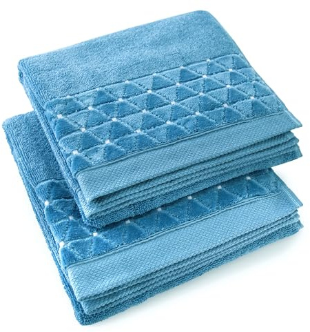 ZWOLTEX - Handtuchset 2 Stück Satz 50x100 cm Oscar - Towels Set Ägyptische Baumwolle, Sauna Handtuch Sets, Handtücher, Badehandtuch, Hantücherset, Strandhandtuch, Badehandtuch - Blau