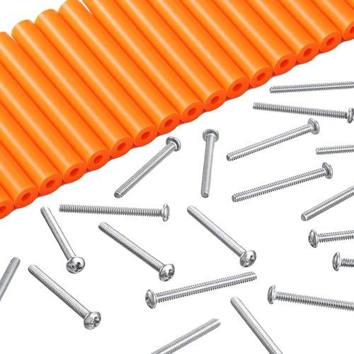Hotop 48-teiliges Steckdosen-Abstandshalter-Verlängerungs-Set enthält 24 Stück 7,6 cm Schalter und 24 1-1/2 Zoll 6-32 Gewinde Flachkopf-Gerätemontage, extra lange Steckdosenschrauben (orange)