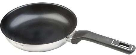 WECOOK! Eterna Bratpfanne Edelstahl 18/10 Ø 20 cm Antihaftbeschichtet 3-lagige Quantanium-Beschichtung ohne PFOA – Induktionsgeeignet 3,5 mm starker 3-lagiger Boden, Ergonomischer Bakelitgriff | Gleichmäßige Wärmeverteilung, Kochen mit weniger Öl und schnelle Reinigung