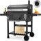 Grande Barbecue Carbonella XXL, BBQ Smoker con Camino e Coperchio, Griglia per Barbecue con Ruote e Termometro, Altezza Regolabile, BBQ Carbonella per Giardino, 138x155x61 cm