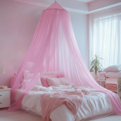 LionLively Betthimmel für Mädchen, Kinder, Prinzessin, runder Kuppel-Bettvorhang, verträumtes Bettnetz für Mädchen, Schlafzimmer-Zubehör, Deckenzelt