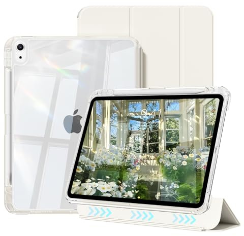 ZOPSGYU Case for iPad (A16) 11th Gen 11 Inch & iPad 10th Gen 10.9 Inch | Lightweight Trifold Stand Cover, Clear Hard PC Back Shell with Pencil Holder, Auto Sleep/Wake, Purple