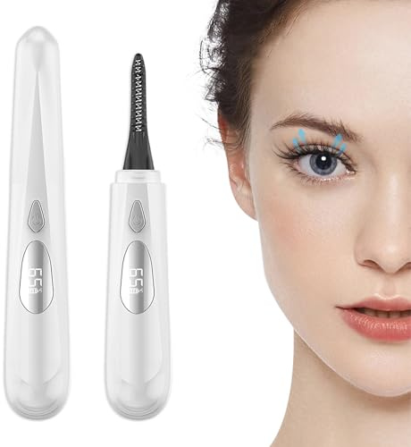 Beheizbare Wimpernzange Mit Display, Intelligent Power Off, Präzise Temperaturregelung Wimpern Curler Elektrisch, Wimperncurler Für Natürliches Make-Up Und Langanhaltende Locken(Weiß)