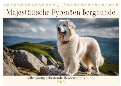 Majestätische Pyrenäen Berghunde (Wandkalender 2026 DIN A4 quer), CALVENDO Monatskalender: Selbständig arbeitende Herdenschutzhunde (CALVENDO Tiere)