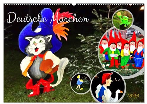 Deutsche Märchen (Wandkalender 2026 DIN A2 quer), CALVENDO Monatskalender: Figuren aus den Märchen der Gebrüder Grimm (CALVENDO Kunst)