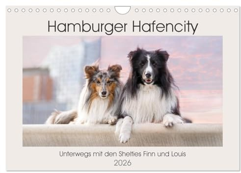 Hamburger Hafencity - Unterwegs mit den Shelties Finn und Louis (Wandkalender 2026 DIN A4 quer), CALVENDO Monatskalender: Begleiten sie zwei kleine ... Stadtbummel durch Hamburg. (CALVENDO Tiere)