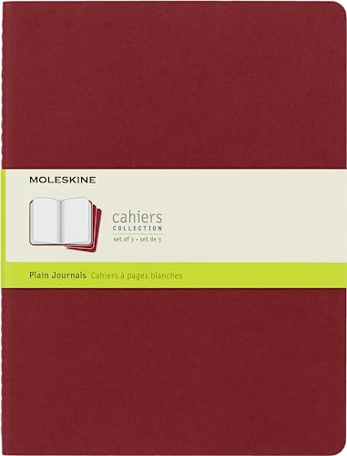 Moleskine Cahier Notizhefte (blanko, X-Large, Kartoneinband) 3-er-Set preiselbeerrot
