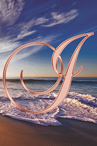 I Journal: A Monogram I Initial Capital Letter Notebook For Writing And Notes: Great Personalized Gift For All First, Middle, Or Last Names (Rose Gold Sunset Beach Print)