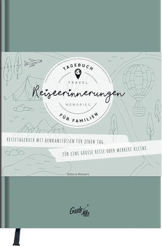 GuideMe Reisetagebuch Travel Memories „Für Familien“: Tagebuch zum Ausfüllen für Familien mit inspirierenden Fragen, personalisierbarem Hardcover-Einband & Lesebändchen