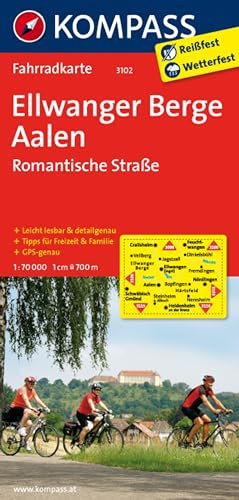 KOMPASS Fahrradkarte 3102 Ellwanger Berge - Aalen - Romantische Straße 1:70.000: reiß- und wetterfest