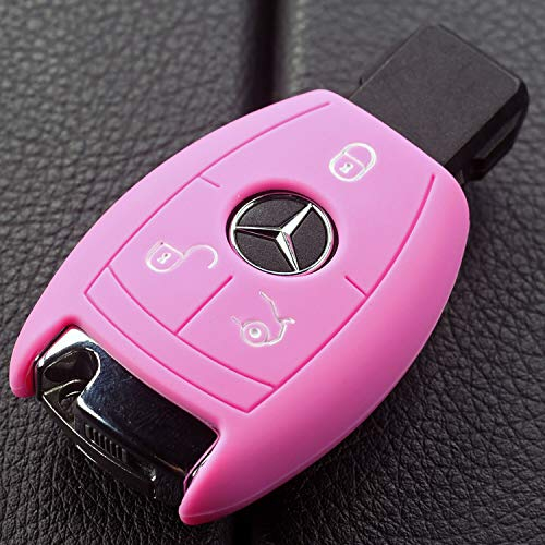 Soft Case Schutz Hülle Auto Schlüssel für Mercedes Benz Smartkey E-Klasse W212 S212 C207 A207 CLS CLA 117 B-Klasse W242 W246 A-Klasse W176 S-Klasse W221 W222 V-Klasse W447 / Farbe: Rosa