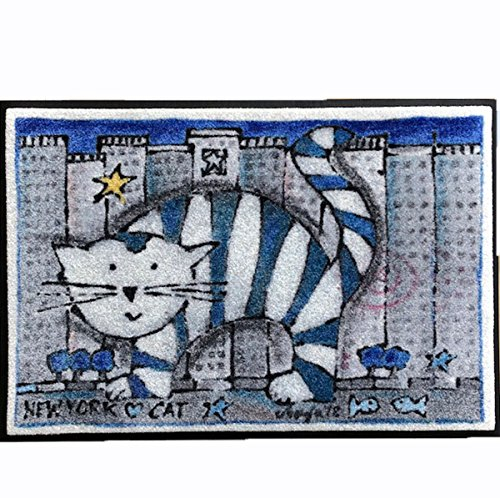 Waschbare Fussmatte - New York Cat - Monja Klein ca 50 x 75 cm wash+dry Fußabstreifer - Künstler Türmatte