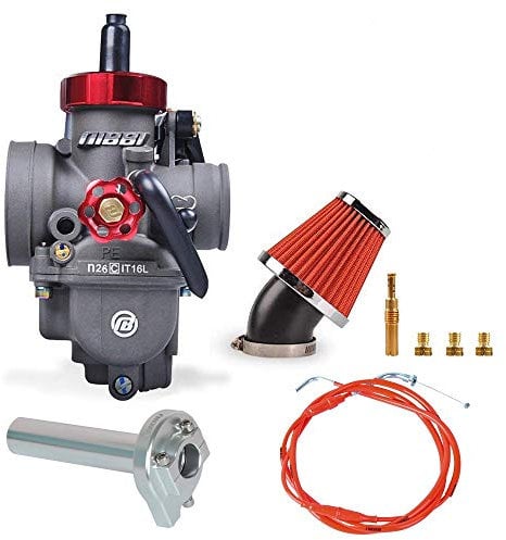 NIBBI 26mm Dirt Bike Carburetor PE26mm Motorcycle Carburetor Kit With Adjustable Throttle Cable 95cm Dirt 48MM Aire Filter Carburetor Jet Fit HONDA YAMAHA SUZUKI Motorcycle Dirt Bike SSR TTR 125-150