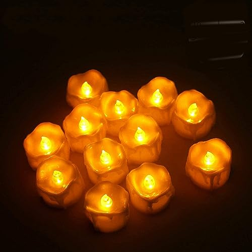 24er Led Teelichter Flammenlose Kerzen Flackernd Batteriebetriebene LED kerzen Teelichtern für Weihnachtsbaum, Hochzeit,