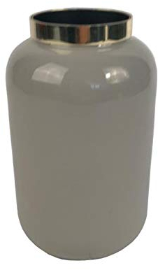 [MM] [W] Saigon, Vase mit Metallring, Kugel, hellgrau/Kupfer