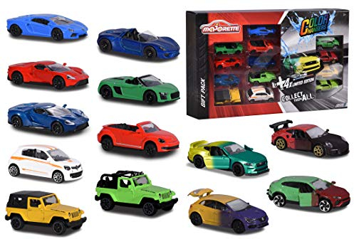 Majorette Geschenkeset 9+4 Limited Edition 6, Spielzeugautos mit Freilauf, 9 Standard Autos + 4 Limitierte Fahrzeuge mit Farbänderung durch Temperaturunterschied, 7,5 cm